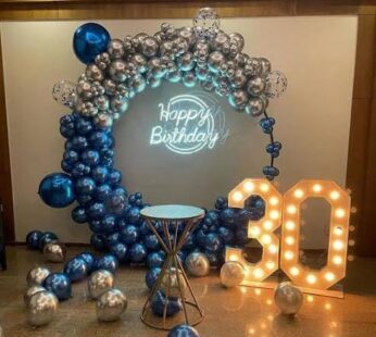 Ring Silver Blue Birthday Decoration