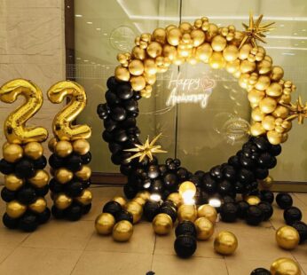 Gold Black Ring Balloon Decoration